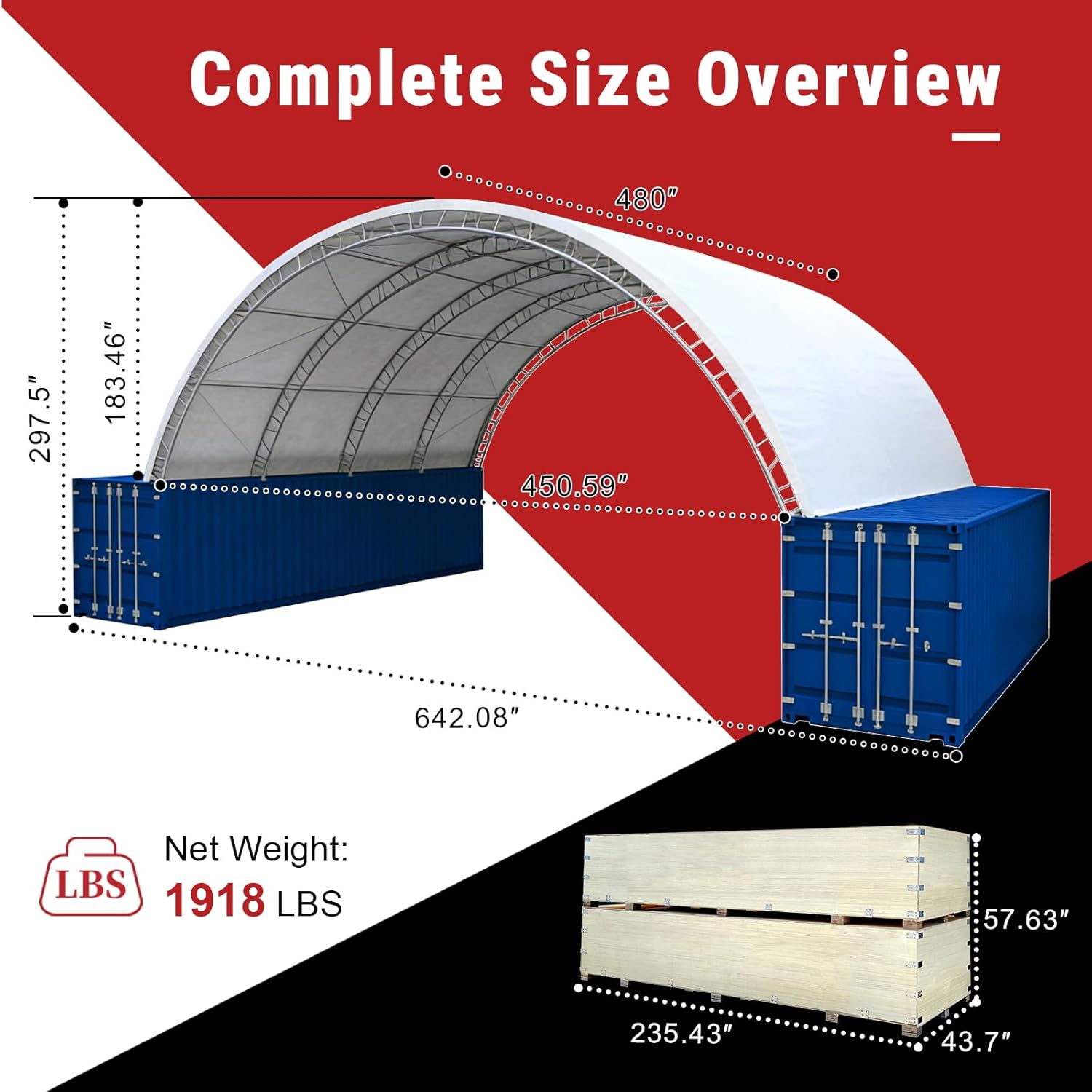 KoreJetMetal shipping container canopy review during hands-on performance testing of the 40x40x14.5FT heavy duty canopy