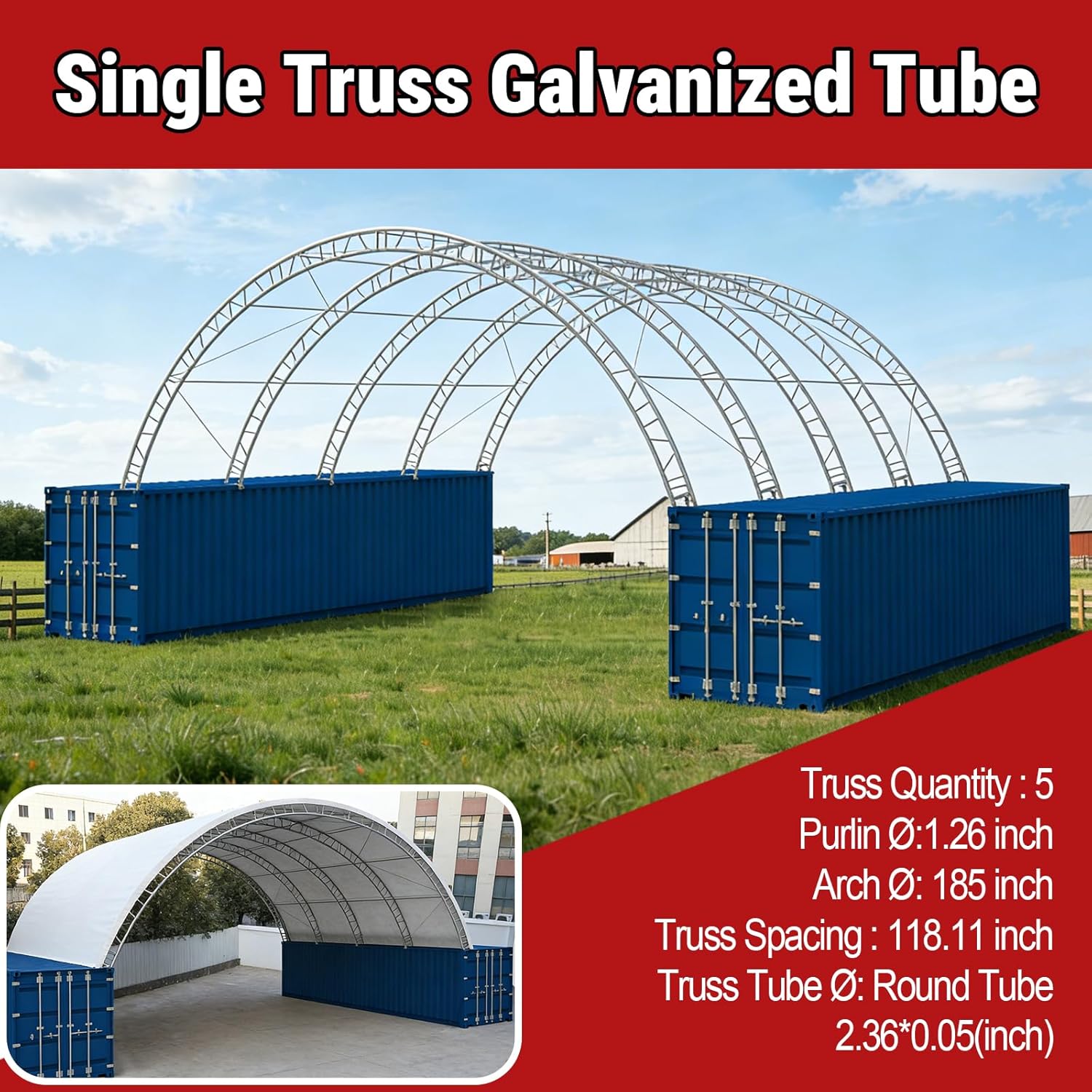 KoreJetMetal shipping container canopy review benchmark scores and measured results for the 40x40x14.5FT heavy duty canopy