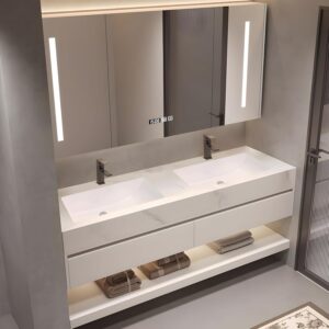 Image 1 of PONLTTEY 100 inch double sink vanity review