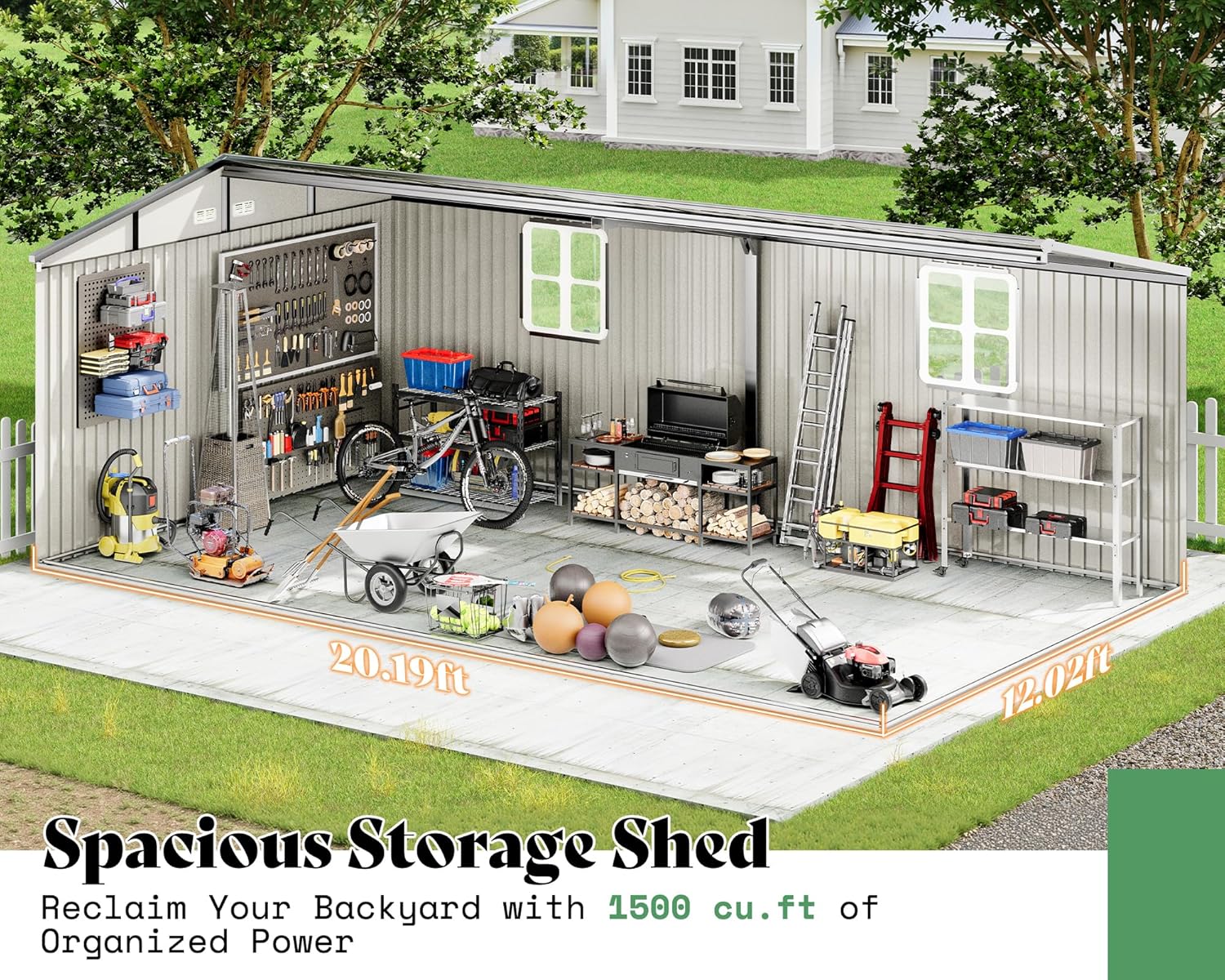 VanAcc 12x20 storage shed review features in daily use