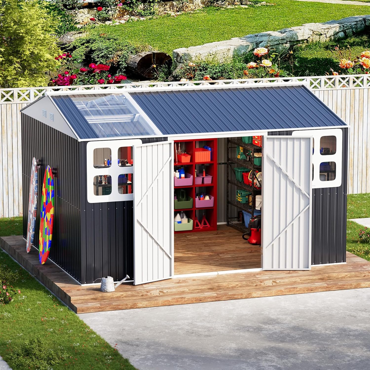 WELYAS 12x10 metal storage shed review - detailed features and technical specifications of the shed